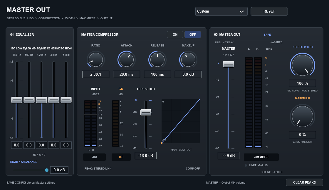 Five-band EQ and stereo compressor